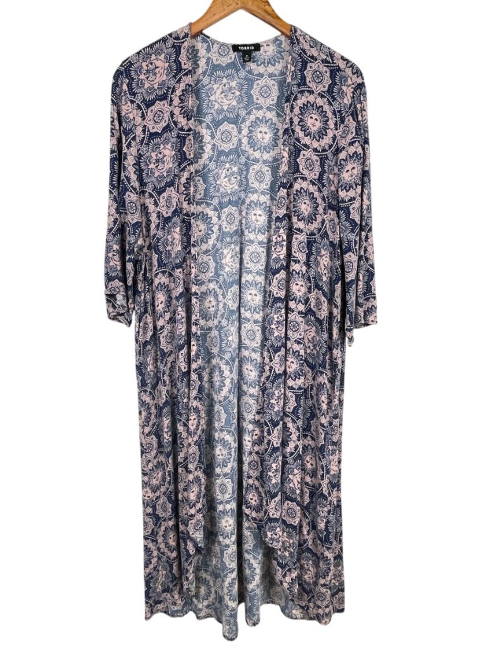 Torrid Celestial Sun Moon Medallion Duster Kimono Cardigan Size 2 Plus - Picture 3 of 9